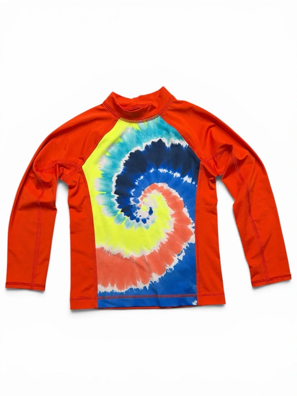 Lands' End Kids' Long-Sleeve Rashguard Set - Navy Gamer & Tie-Dye Orange NWOT